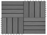Decking Tile 3D Design 11 pcs Grey 30 x 30 cm WPC 42046680