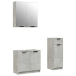 ZNTS 3 Piece Bathroom Cabinet Set Concrete Grey Engineered Wood 3115871