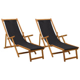Folding Sun Lounger 2 pcs 3 Position Solid Eucalyptus Wood 3407824