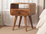 Solid Wood Mini Oak-ish Curve Open Bedside, 1 Drawer and Open Slot B2743P402936