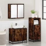 ZNTS 3 Piece Bathroom Furniture Set Smoked Oak Engineered Wood 3300947