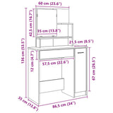 Dressing Table with Mirror Artisan Oak 86.5x35x136 cm 857010