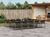 Garden Dining Set Grey PE Rattan 11 Piece Set Foldable 3211472