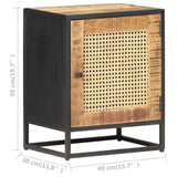 Bedside Cabinet 40x30x50 cm Rough Mango Wood and Natural Cane 323140