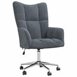 Relaxing Chair with Wheel Dark Grey 69 x 61.5 x 102 cm Velvet 42022457
