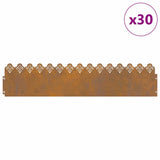 Lawn Edgings 30 pcs Rusty 103 x 0.05 x 22 cm Weathering Steel 874764