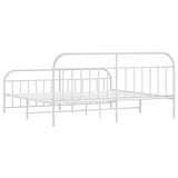 Bed Frame White Powder-Coated Steel Double Bed Frame 353708
