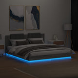 Bed Frame with LED without Mattress Grey Sonoma 200x200 cm 3209987