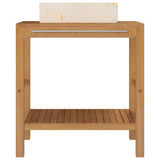 Bathroom Vanity Cabinet Solid Teak with Sink Marble Cream 3058160
