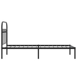 Metal Bed Frame without Mattress with Headboard Black 75x190cm 376590