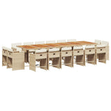17 Piece Garden Dining Set with Cushions Beige Poly Rattan 3211252