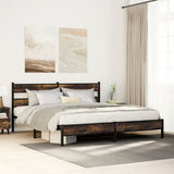Metal Bed Frame without Mattress Smoked Oak 183x213 cm 3308483
