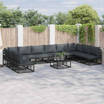 Garden Sofa Set with Cushion Black Aluminium 3378902