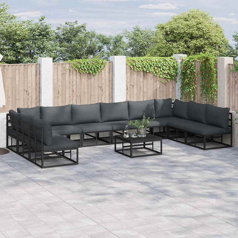 Garden Sofa Set with Cushion Black Aluminium 3378902