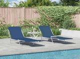 Sunlounger Set of 2 Blue Powder-coated steel Standard Foldable 44299