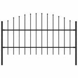 Garden Fence with Spear Top Steel 181x100 cm Black 144941