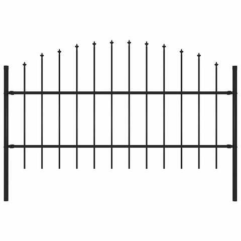 Garden Fence with Spear Top Steel 181x100 cm Black 144941