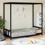 Kids Bed Frame Black 90x200 cm Solid Wood Pine 834524