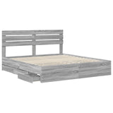 Bed Frame with Drawer Grey Sonoma 180 x 200 cm Engineer Wood 3411488