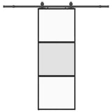 Sliding Door with Hardware Set Black 76x205 cm Tempered Glass 3375957