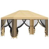 Garden Gazebo with Sidewalls 4 x 3 m Cream Polyester and Steel 900386
