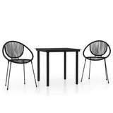 Dining Set Black Powder-coated steel, glass, PVC rattan Medium 3099125