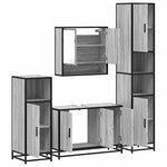 ZNTS 4 Piece Bathroom Furniture Set Grey Sonoma Engineered Wood 3301223