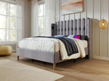Upholstered Double with USB and Type-C Charging, Frame with Wooden Slatted Frame, Teenager N601P288478G