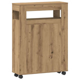 Narrow Bathroom Cabinet with Wheels Artisian Oak Engineered Wood 855276