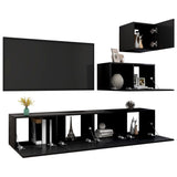 4 Piece TV Cabinet Set Black Engineered Wood 3078840