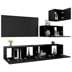 ZNTS 4 Piece TV Cabinet Set Black Engineered Wood 3078840