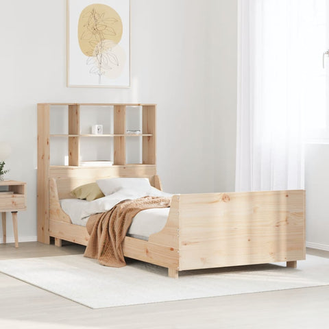 ZNTS Bookcase Bed without Mattress 100x200 cm Solid Wood 3323812