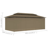 Gazebo with Curtains 600x298x270 cm Taupe 180 g/m 312247