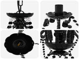 Adjustable Chandelier with Beads E14 Metal and Acrylic Black 42053791