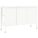 Sideboard White 105x35x70 cm Steel and Glass 336068