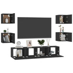 ZNTS 6 Piece TV Cabinet Set Black Engineered Wood 3078767