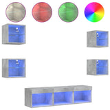 7 Piece TV Wall Units with LED Concrete Grey Engineered Wood 3216586
