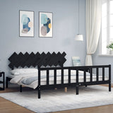Bed Frame without Mattress Black 200x200 cm Solid Wood Pine 3193490