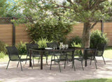 Garden Dining Set 7 pcs Black Powder-Coated Steel 3379139