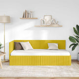 Corner Bed Frame with Headboard Yellow 90 cm x 200 cm Velvet 42016272