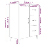 ZNTS Sideboard White 69.5x34x90 cm Engineered Wood 812177