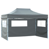 ZNTS Professional Folding Party Tent with 3 Sidewalls 3x4 m Steel Anthracite 48896