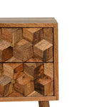 Mini Cube Carved 2 Drawer Bedside IN1737