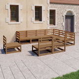 9 Piece Garden Lounge Set Honey Brown Solid Pinewood 3075787