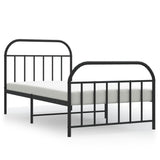 Metal Bed Frame without Mattress with Footboard Black 107x203cm 353649