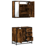 2 Piece Bathroom Furniture Set Smoked Oak Engineered Wood 3300897