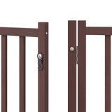 Dog Gate with Door Foldable 12 Panels Brown 600 cm Poplar Wood 3155716