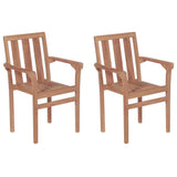 ZNTS Stackable Garden Chairs 2 pcs Solid Teak Wood 43041