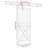 Sliding Door with Hardware Set 70x210 cm Solid Wood Pine 3332766