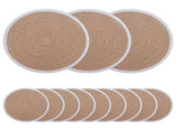 Jute Placemets 12 pcs Natural and White 30 cm 100% Tossa Jute 42012319